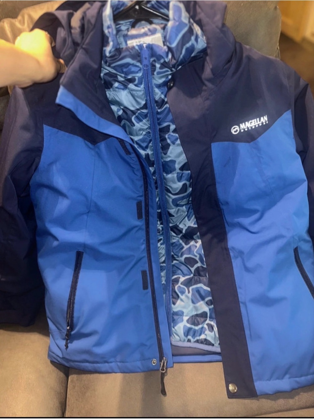 Magellan Outdoors Kids Blue Two-Tone Waterproof Rain Jacket